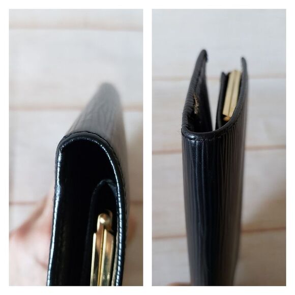 Louis Vuitton Epi Leather Bifold Long Wallet Black Luxury Designer - Picture 10 of 16